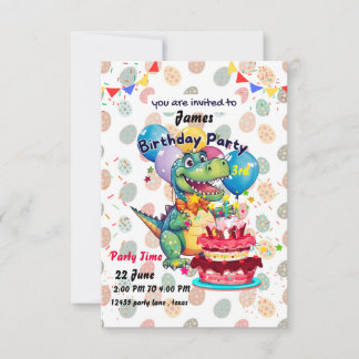  Dinosaur 3rd Birthday invitation