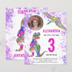 Dinosaur 3rd Birthday Party Photo Pink