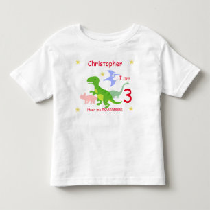 Dinosaur 3rd birthday personalised toddler T-Shirt