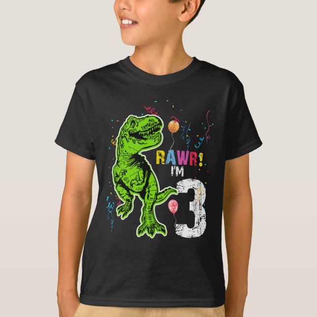 Dinosaur 3rd Birthday T-Rex T-Shirt (Front)