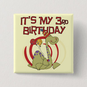 Dinosaur 3rd Birthday Tshirts and Gifts 15 Cm Square Badge
