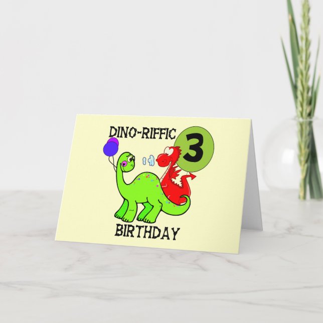 Dinosaur 3rd Birthday Tshirts and Gifts Card (Front)