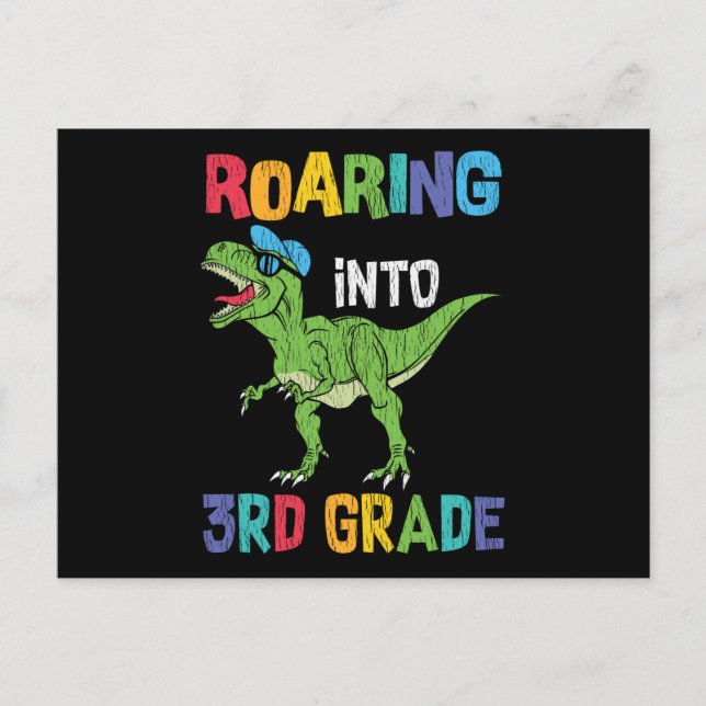 Dinosaur 3rd Grade Back to School Kids Gift Postcard (Front)
