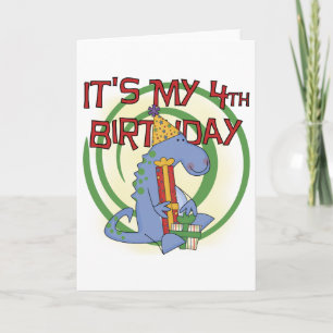 Dinosaur 4th Birthday T-shirts and Gifts Card