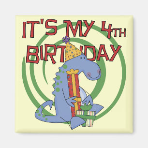 Dinosaur 4th Birthday T-shirts and Gifts Magnet