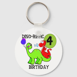 Dinosaur 4th Birthday Tshirts and Gifts Key Ring