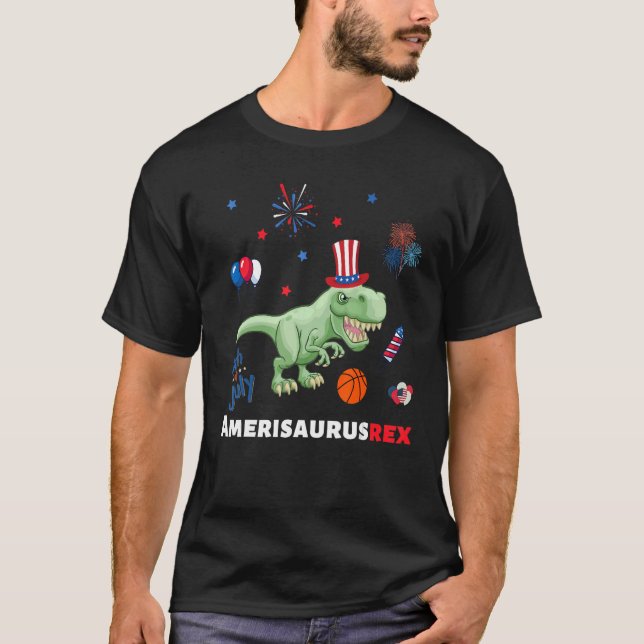 Dinosaur 4th Of Joly Cool Amerisaurus Rex Kids Boy T-Shirt (Front)