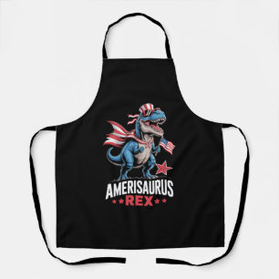 Dinosaur 4th of July Amerisaurus T Rex Funny Apron