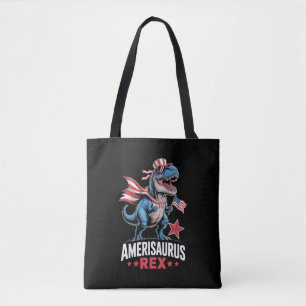 Dinosaur 4th of July Amerisaurus T Rex Funny Tote Bag