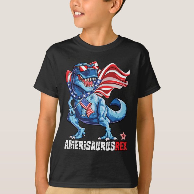 Dinosaur 4th Of July Boys Girls Men Amerisaurus T  T-Shirt (Front)