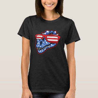 Dinosaur 4th of July Girls Women Rex T-Shirt
