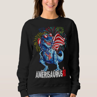 Dinosaur 4th Of July Kids Boy Men Amerisaurus Rex  Sweatshirt