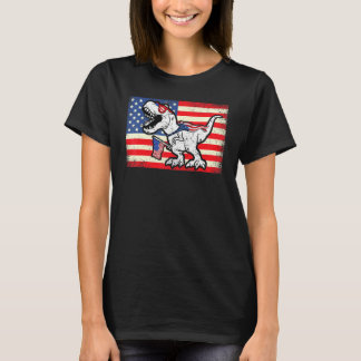 Dinosaur 4th Of July  Kids Boys Amerisaurus Rex T-Shirt
