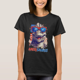 Dinosaur 4th of July Kids Boys Men Amerisaurus Rex T-Shirt
