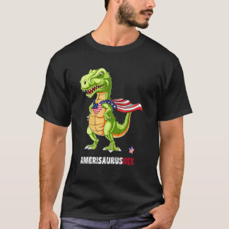 Dinosaur 4th Of July Kids Boys Men Amerisaurus T R T-Shirt