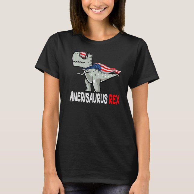 Dinosaur 4th Of July Kids Rex American Amerisaurus T-Shirt (Front)
