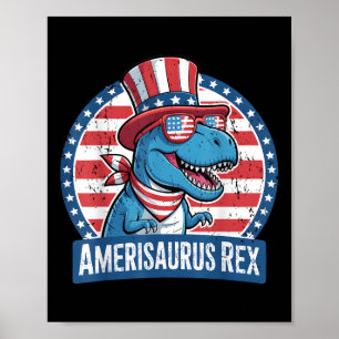 Dinosaur 4th Of July Men Women Boys Girls Amerisau Poster