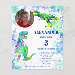 Dinosaur 5th Birthday Colourful Photo Budget Flyer