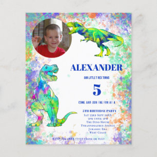 Dinosaur 5th Birthday Colourful Photo Budget Flyer