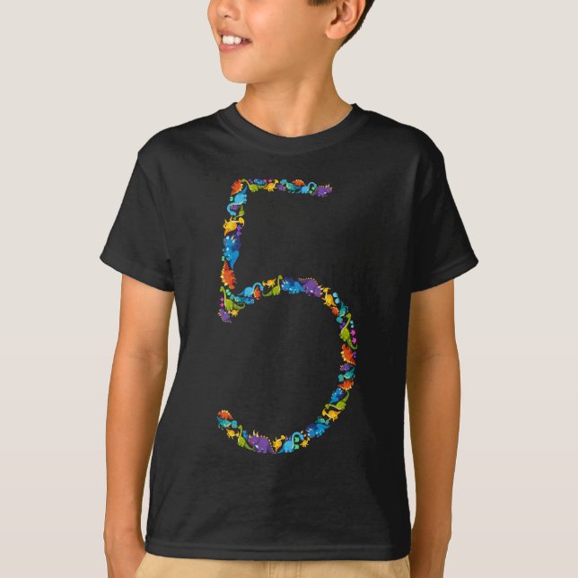 Dinosaur 5th Birthday For 5 Year Old Boy T-Shirt (Front)