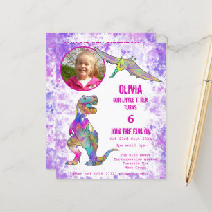 Dinosaur 5th Birthday T Rex Photo Purple Budget