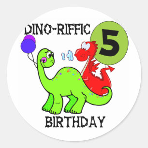 Dinosaur 5th Birthday T-shirts and Gifts Classic Round Sticker