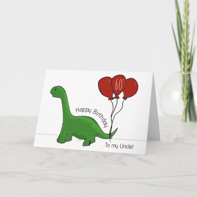 Dinosaur 60th birthday uncle card (Front)