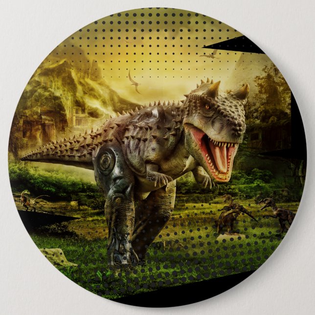 dinosaur 6 cm round badge (Front)