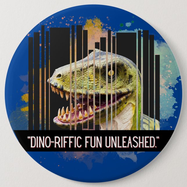 dinosaur 6 cm round badge (Front)