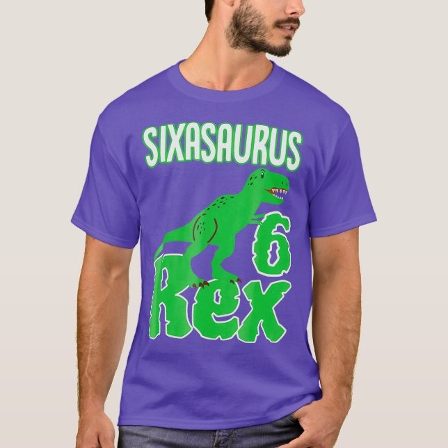 Dinosaur 6th Birthday Shirt  Sixasaurus Rex (Front)
