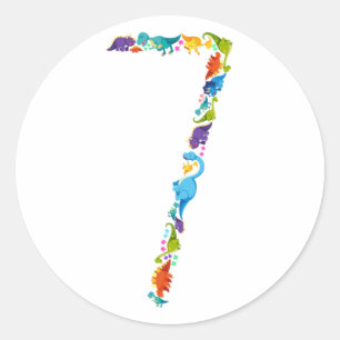 Dinosaur 7th Birthday for 7 Year Old Classic Round Sticker