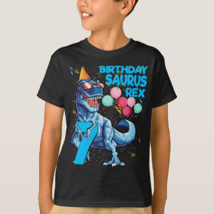 Dinosaur 7th Birthday T Rex 7 Year Old BIRTHDAYSAU T-Shirt