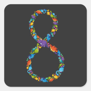 Dinosaur 8th Birthday for 8 Year Old Square Sticker