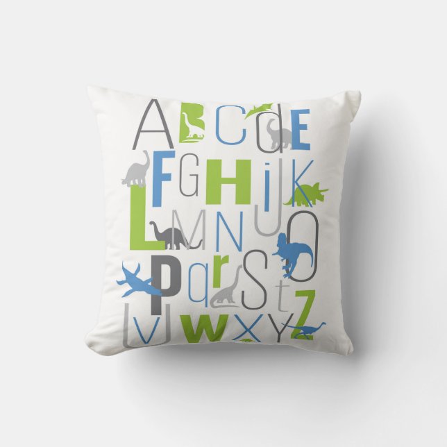Dinosaur ABC Alphabet Pillow Modern KIds Decor (Front)