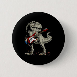 Dinosaur Acoustic Electric B Guitar Player 6 Cm Round Badge