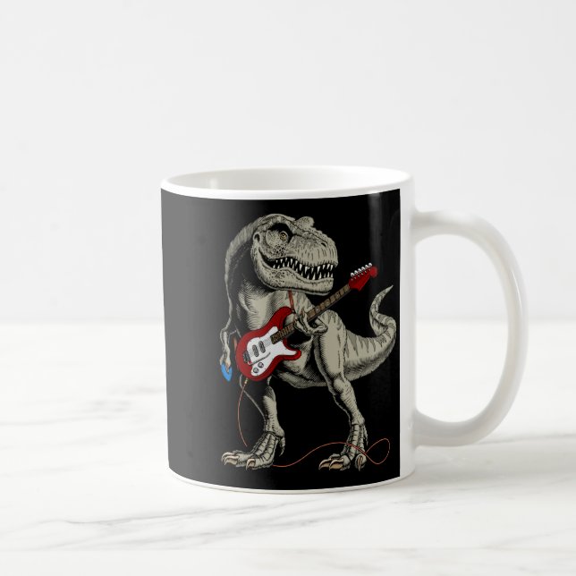 Dinosaur Acoustic Electric B Guitar Player  Coffee Mug (Right)