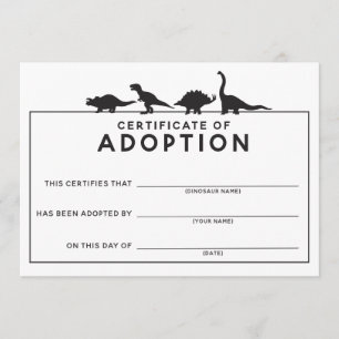 DInosaur Adoption Certificate Birthday Activity Programme