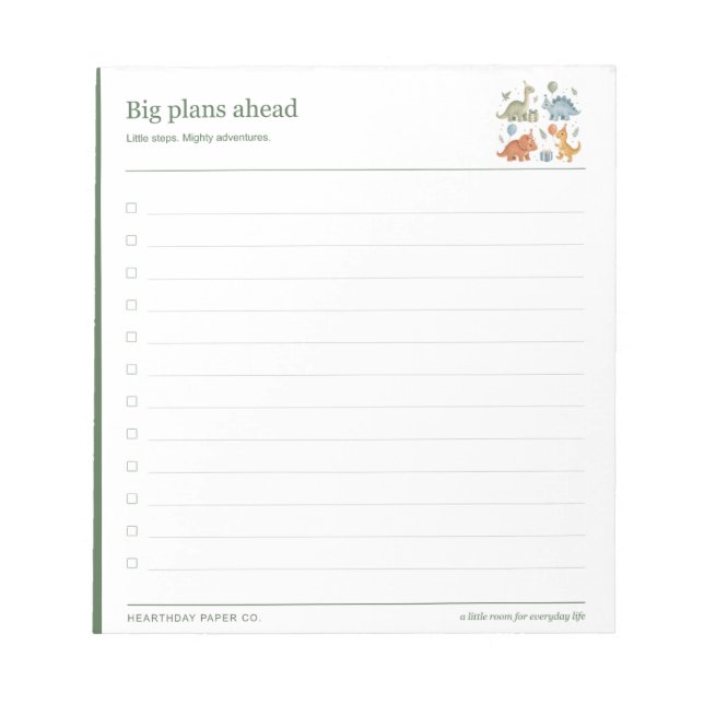Dinosaur Adventure Checklist Notepad (Front)