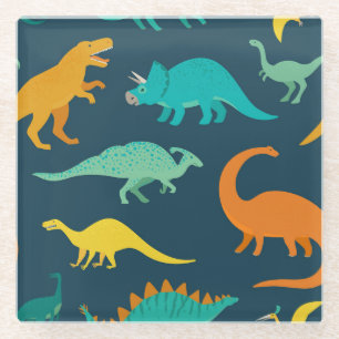 Dinosaur Adventure: Kids' Nursery Wallpaper Glass Coaster