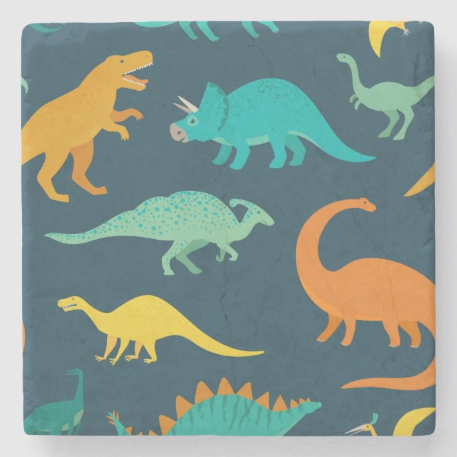 Dinosaur Adventure: Kids' Nursery Wallpaper Stone Coaster (Front)