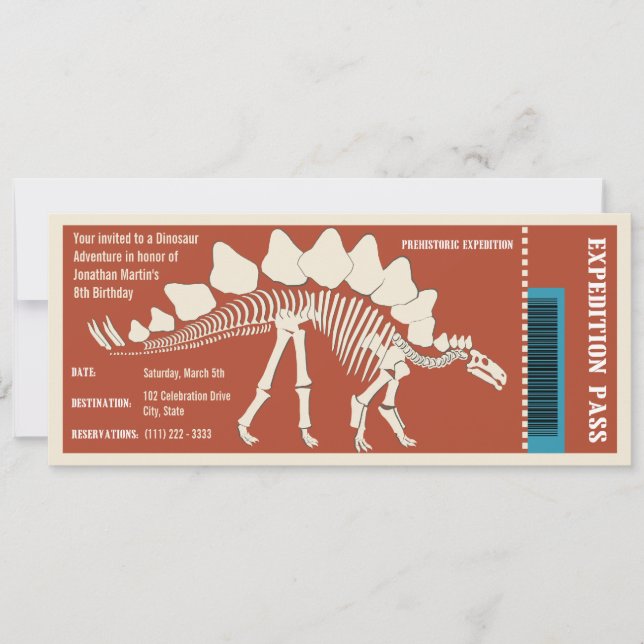 Dinosaur Adventure Pass Invitation (Front)