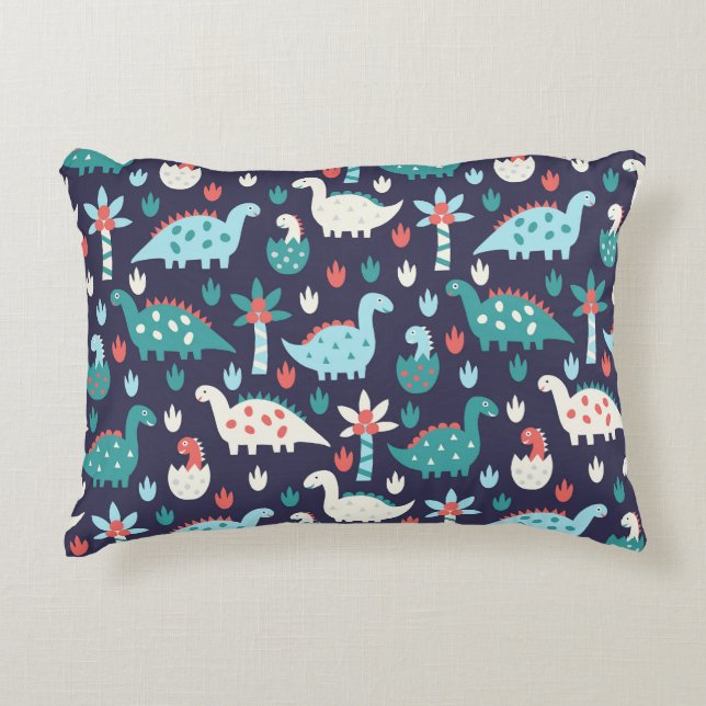 Dinosaur Adventure Seamless Design Decorative Cushion (Front)