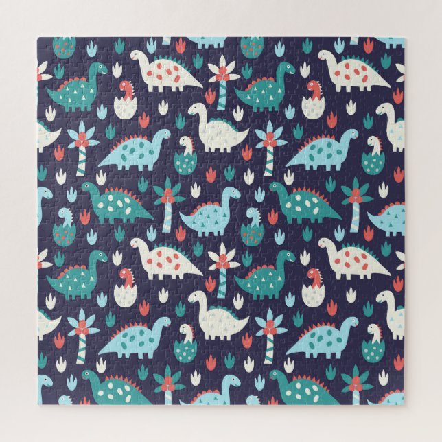 Dinosaur Adventure Seamless Design Jigsaw Puzzle (Vertical)