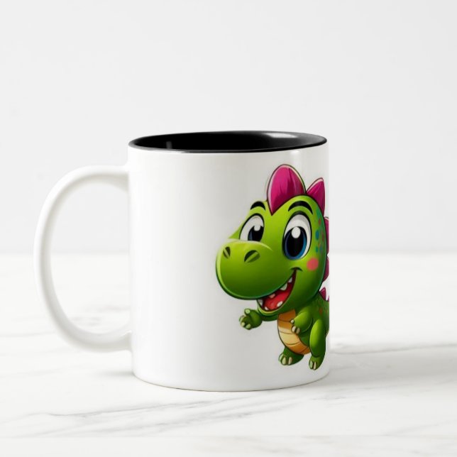 Dinosaur Adventure Sticker Two-Tone Coffee Mug (Left)