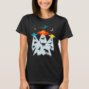 Dinosaur Alien Abduction For Ufo Dino Kids T-Shirt