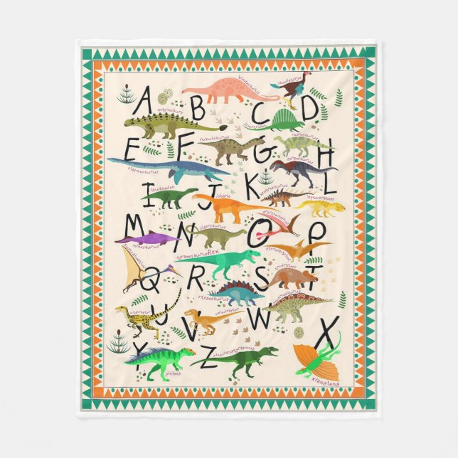 Dinosaur Alphabet Cute Fleece Blanket (Front)