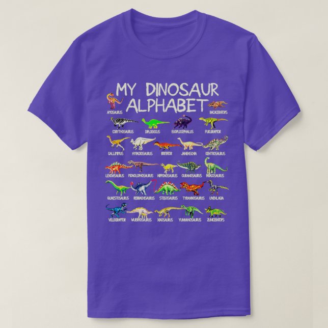 Dinosaur Alphabet Dino ABC For Kids Boys Men Women T-Shirt (Design Front)