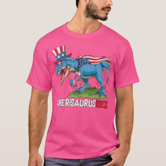 Dinosaur American Flag 4Th Of July Amerisaurus T R T-Shirt