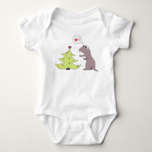 Dinosaur and Christmas Tree Baby Bodysuit
