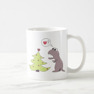 Dinosaur and Christmas Tree Coffee Mug